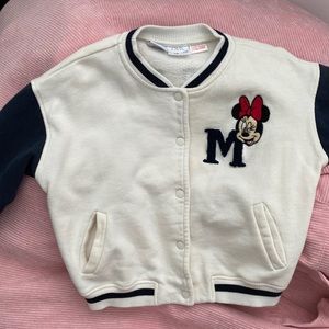 ZARA Minnie Mouse Letterman Sweater Jacket